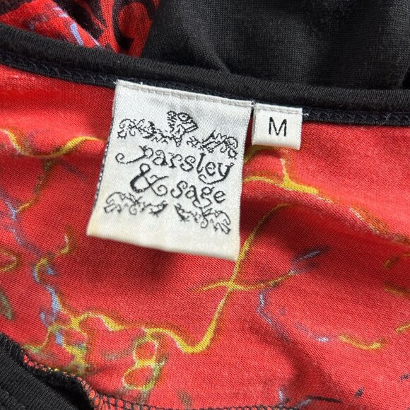 Parsley & Sage Womens V-Neck Black Abstract Print 3/4 Sleeve Tunic Top Medium - Picture 3 of 7